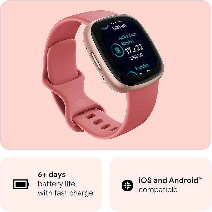 Google Fitbit Versa 4 Fitness Smartwatch with built-in GPS and up to 6 days battery life - compatible with iOS 15 or higher & Android OS 9.0 or higher, Black/Graphite - HTT Mobiles