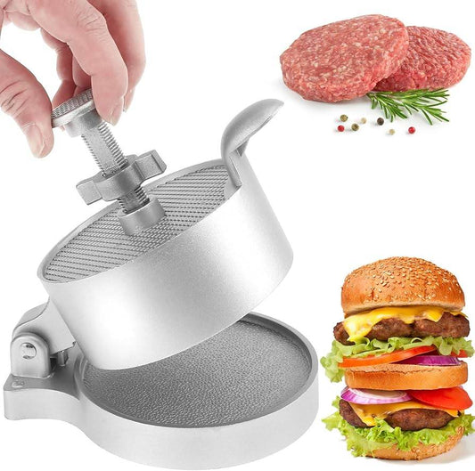 HTT Global Adjustable Burger Press with 100 Wax Discs – Double Aluminium Burger Smasher & Manual Patty Maker with Wood Handle – Non-Stick Press for Hamburgers, Chicken, Vegan Patties - HTT Mobiles