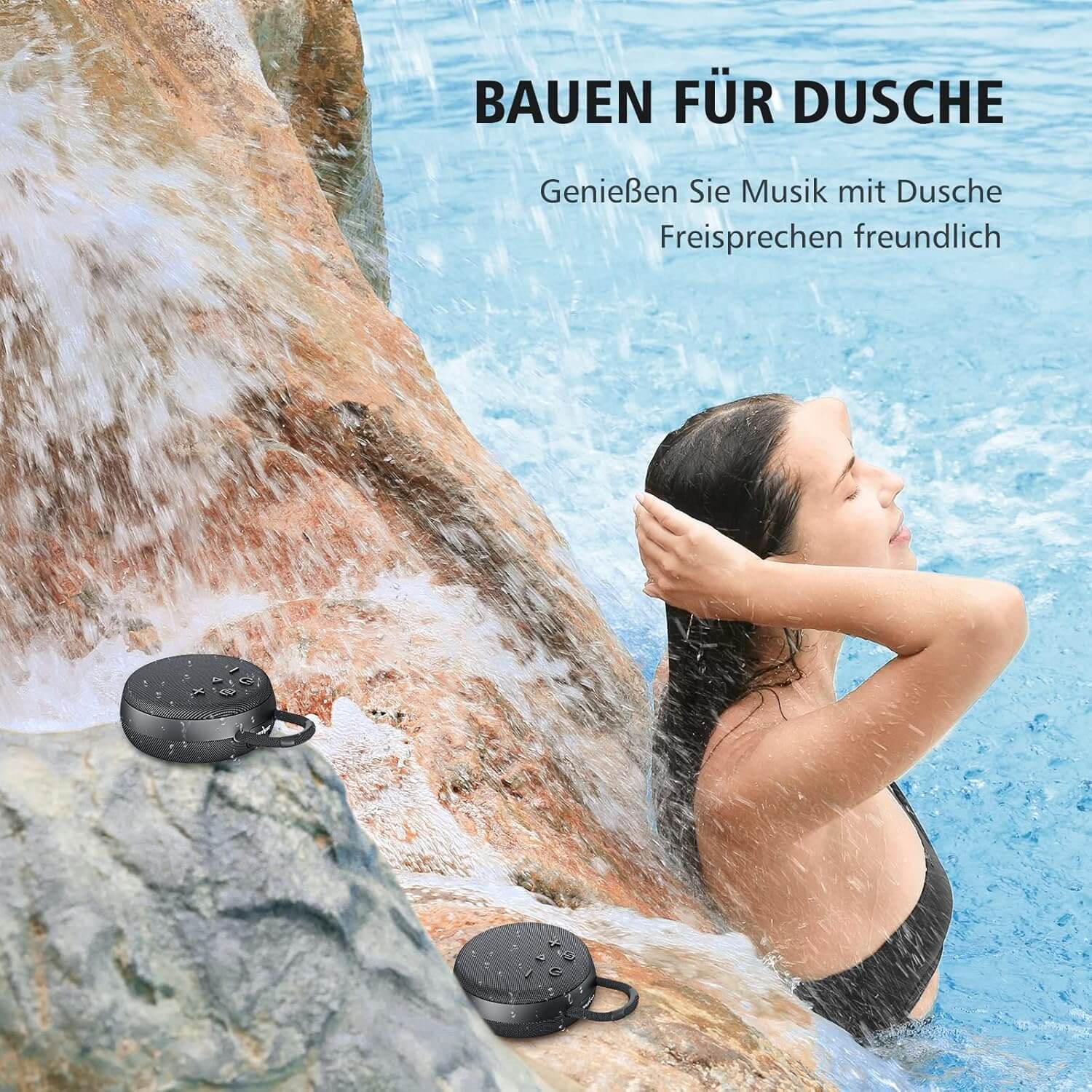 ZEALOT S77 Portable Bluetooth Speaker – IPX6 Waterproof, Wireless Shower Speaker with SD Card Support, Carabiner Clip, Bluetooth 5.0, 1800mAh Battery – Ideal for Pool, Hiking, Beach, Camping - HTT Mobiles