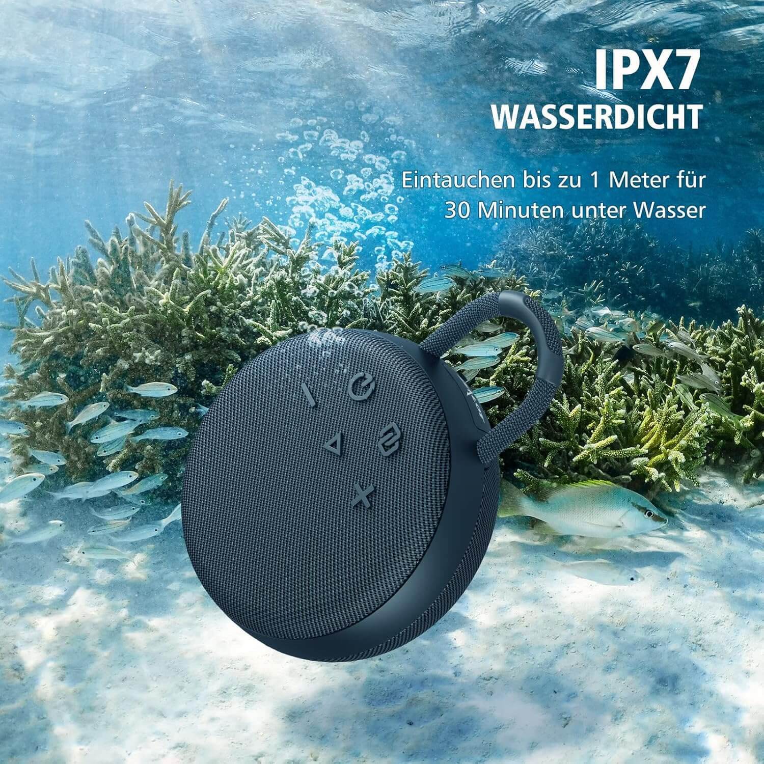 ZEALOT S77 Portable Bluetooth Speaker – IPX6 Waterproof, Wireless Shower Speaker with SD Card Support, Carabiner Clip, Bluetooth 5.0, 1800mAh Battery – Ideal for Pool, Hiking, Beach, Camping - HTT Mobiles