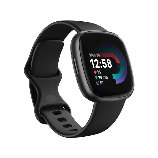 Google Fitbit Versa 4 Fitness Smartwatch with built-in GPS and up to 6 days battery life - compatible with iOS 15 or higher & Android OS 9.0 or higher, Black/Graphite - HTT Mobiles