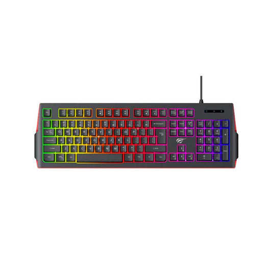 Havit KB866L USB RGB Membrane Gaming Keyboard – Black | Ergonomic Backlit Keyboard | HTT Mobiles - HTT Mobiles