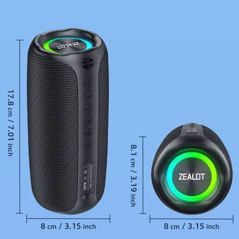 ZEALOT-MP2 Portable Bluetooth Speaker, IPX5 Waterproof, 360° Wireless Stereo Sound for Camping & Hiking - HTT Mobiles