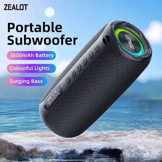 ZEALOT-MP2 Portable Bluetooth Speaker, IPX5 Waterproof, 360° Wireless Stereo Sound for Camping & Hiking