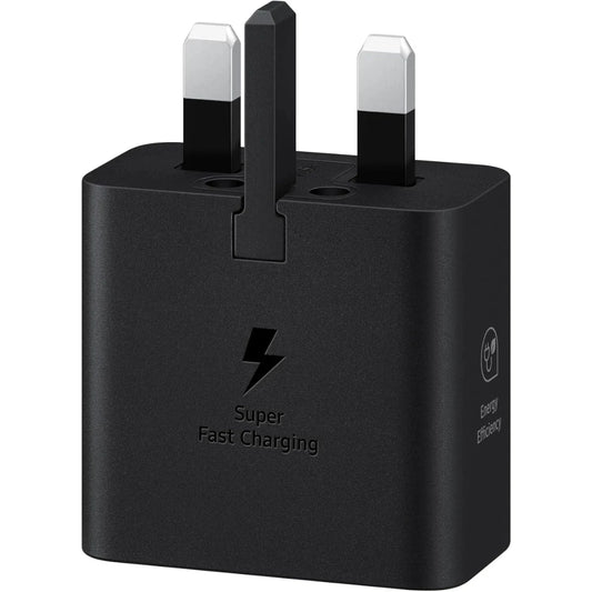 Genuine Samsung Charger 25W Super Fast UK Mains Plug USB - C - Black - NEW - HTT Mobiles