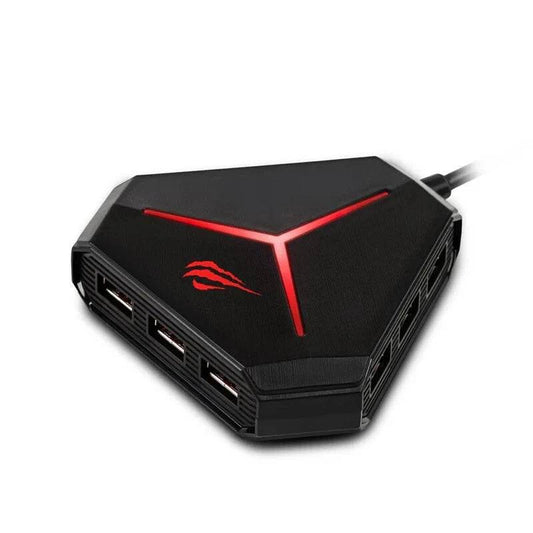 Havit H95 USB - C Multi - Interface Hub – 6 USB Ports, SD/TF Card Reader, Audio Jack (Black) - HTT Mobiles