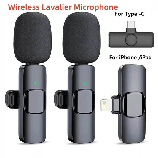 Wireless Lavalier Microphone for iPhone & AndroidWireless Lavalier Lapel Microphone - Used for iPhone/Android Phone/Computer/iPad with Noise Reduction - Mini 2 Clip-on Lapel Mic for Video Recording Tiktok Youtube, Plug-Play - HTT Mobiles