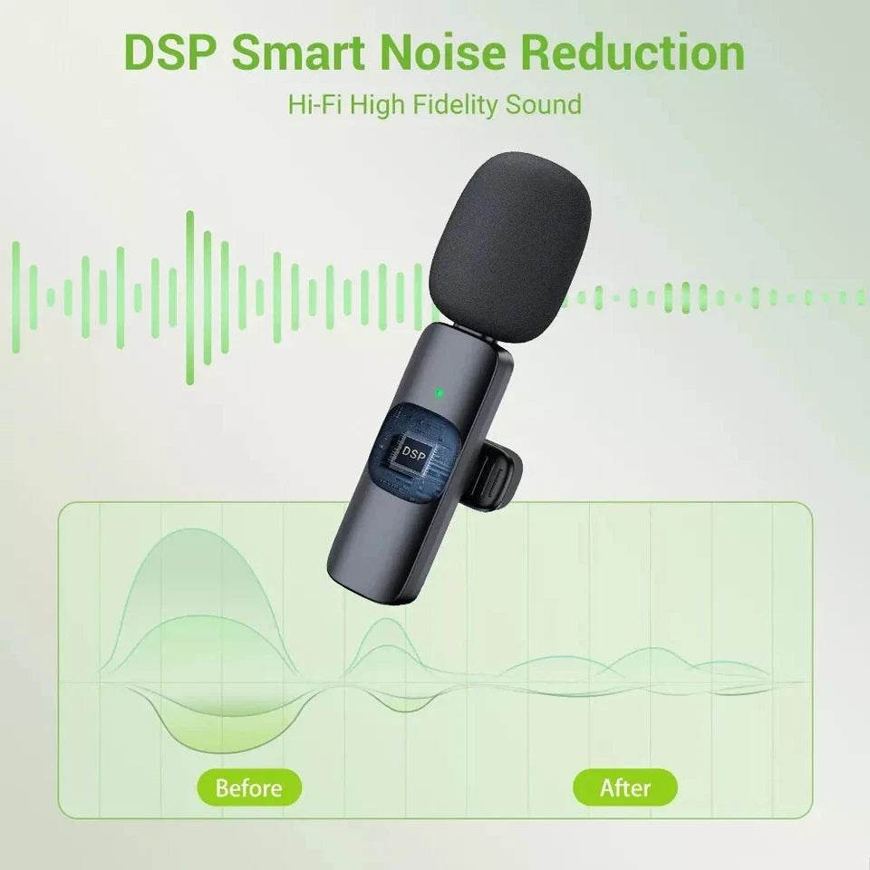Wireless Lavalier Microphone for iPhone & AndroidWireless Lavalier Lapel Microphone - Used for iPhone/Android Phone/Computer/iPad with Noise Reduction - Mini 2 Clip-on Lapel Mic for Video Recording Tiktok Youtube, Plug-Play - HTT Mobiles