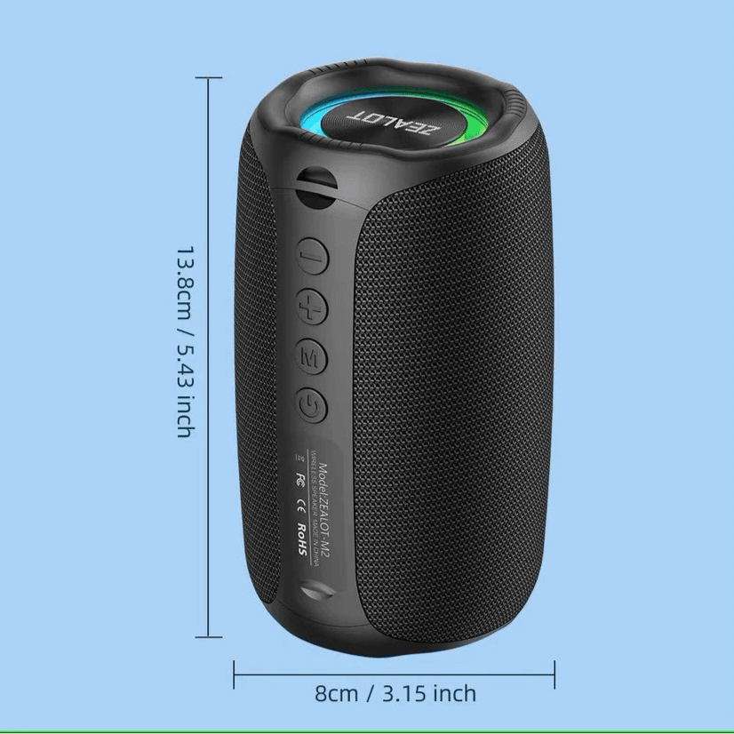 Zealot M2 Portable Bluetooth Speaker, Wireless, RGB Light, - HTT Mobiles