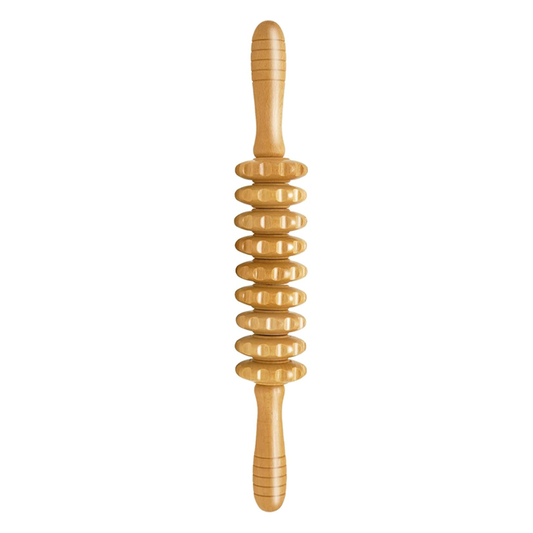 HTT Mobiles Wooden Massage Roller with 9 gear-shaped rolls
