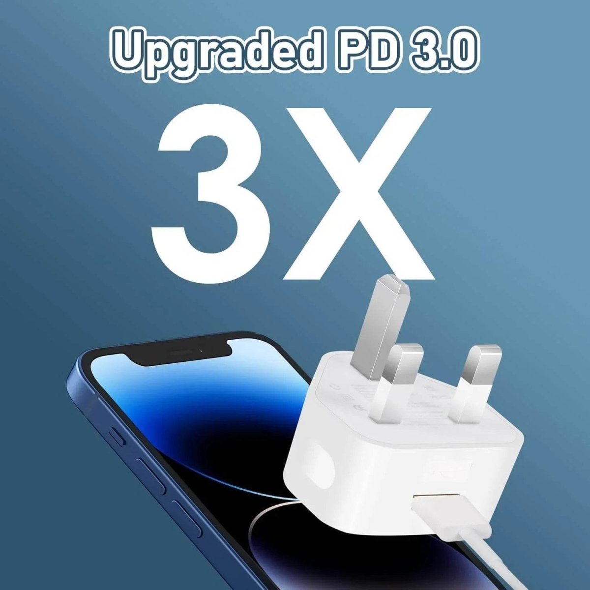 3 Pack UK USB Wall Charger Plug – 5V/2A High - Efficiency Mains Adapter, 10W Fast Charging for iPhone & Samsung - HTT Mobiles