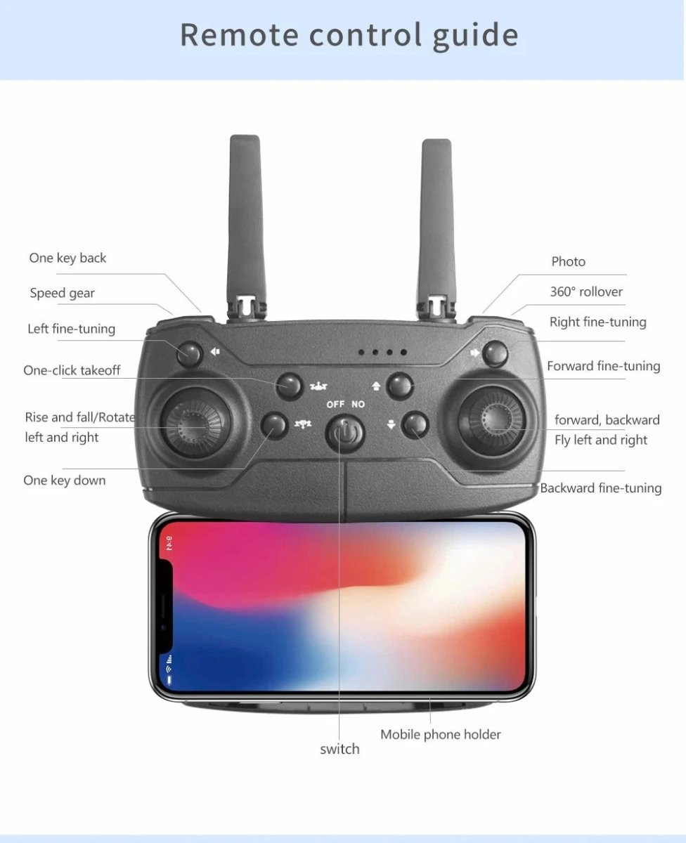 4K GPS Dual HD Camera Drones WiFi Foldable With 3 Batteries by HTT Global - HTT Mobiles