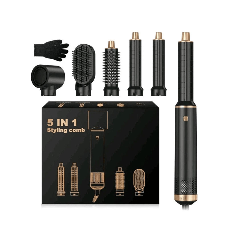 5 - in - 1 Hair Dryer & Styler Set – Air Wrap Technology, Volumizer, Curler & Straightener Brush - HTT Mobiles