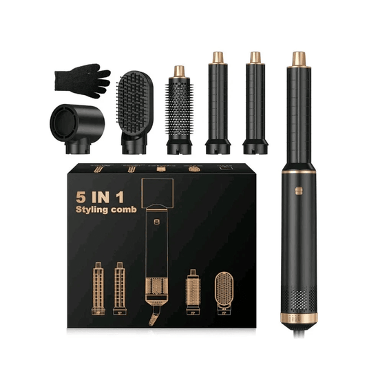 5 - in - 1 Hair Dryer & Styler Set – Air Wrap Technology, Volumizer, Curler & Straightener Brush - HTT Mobiles