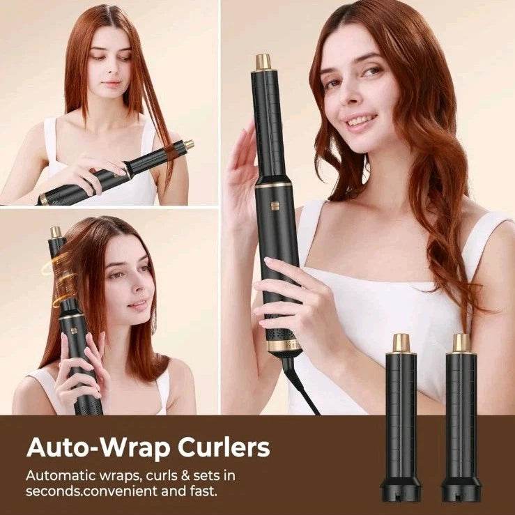 5 - in - 1 Hair Dryer & Styler Set – Air Wrap Technology, Volumizer, Curler & Straightener Brush - HTT Mobiles