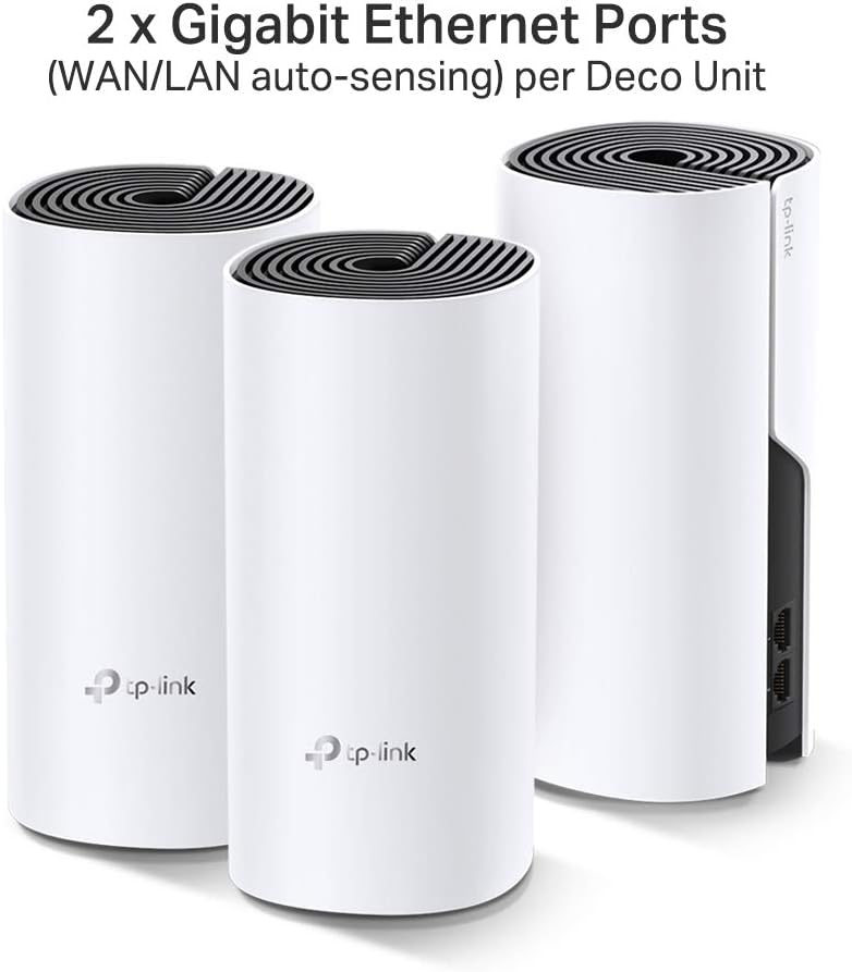 TP-Link Deco M4 Whole Home Mesh Wi-Fi System, Up to 4000 sq ft Coverage, Qualcomm CPU, Dual-Band AC1200 with Gigabit Ports, Compatible with Amazon Echo/Alexa, Parent Control, Pack of 3, Brand New