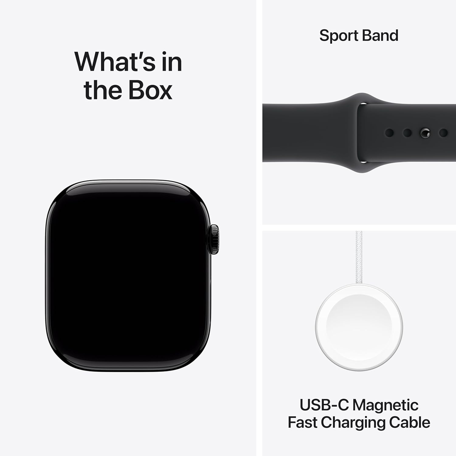 Apple Watch Series 11 GPS 46mm on a wrist in Jet Black with M/L Sport Band.	