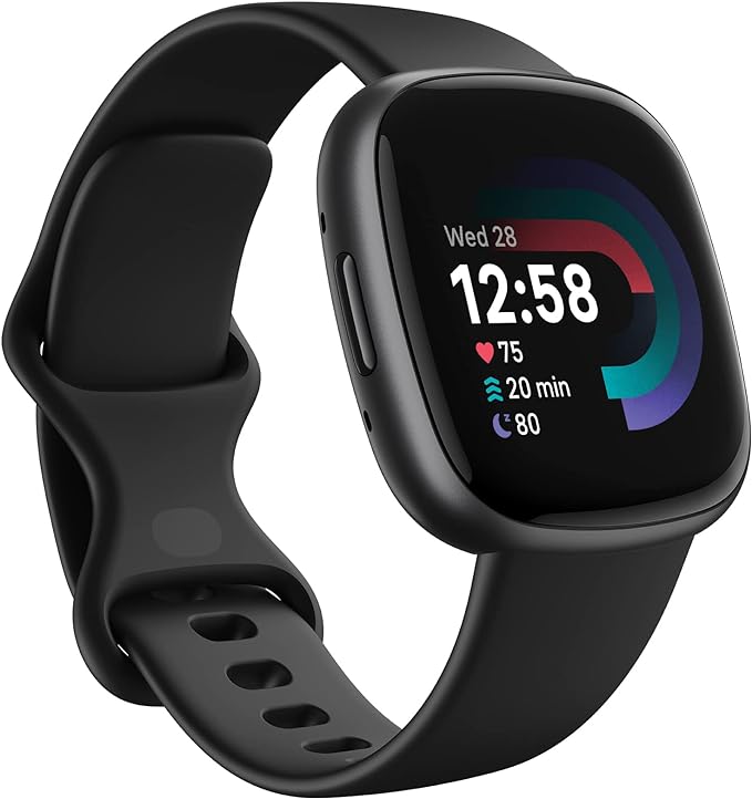 Google Fitbit Versa 4 Fitness Smartwatch with built-in GPS and up to 6 days battery life - compatible with iOS 15 or higher & Android OS 9.0 or higher, Black/Graphite