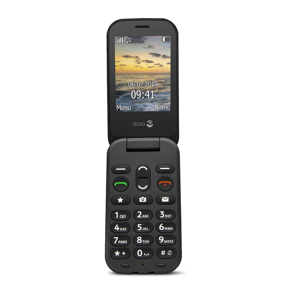 Doro 6040 senior clamshell mobile phone in black
