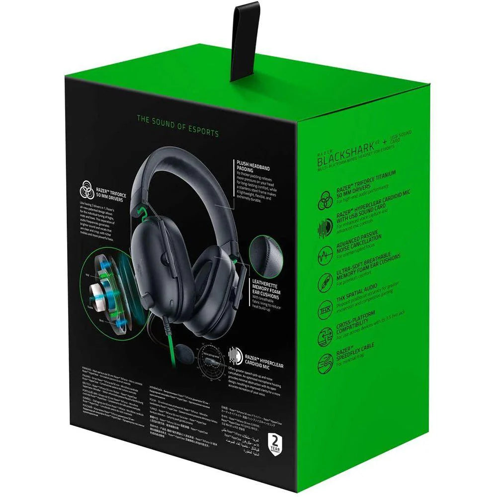 Razer BlackShark V2 X Wired Gaming On Ear Headset - Black,