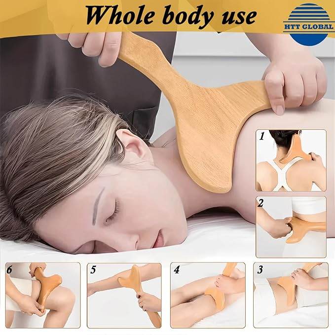 7 - Piece Wood Therapy Massage Kit - Maderotherapy Tools for Body Contouring & Lymphatic Drainage - HTT Mobiles