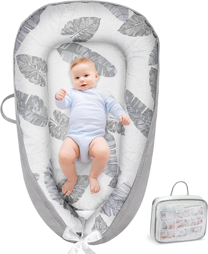 Baby Lounger Bed Baby Nest Pod for Newborn Toddler Sleep cot with Breathable Hypoallergenic Cotton Portable Travel Pod