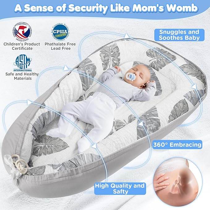 Baby Lounger Bed Nest Pod – Portable, Hypoallergenic & Breathable for Newborns - HTT Mobiles