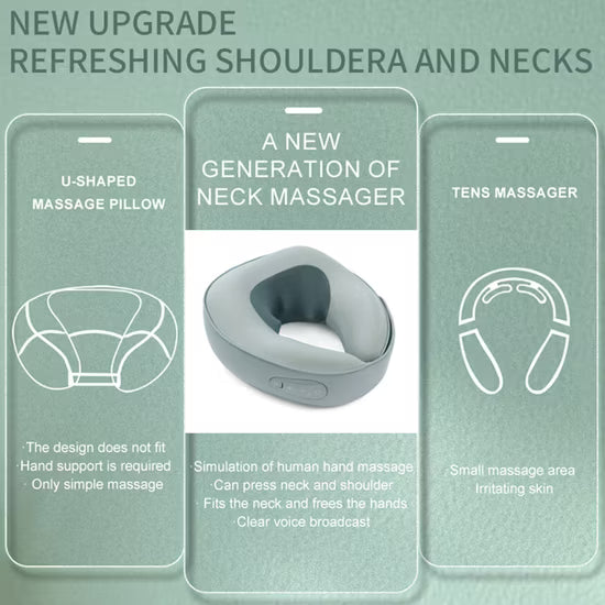 Neck Massager  with Heat - Cervical Pillow Deep Tissue Kneading for Back - Rechargeable Cordless 3D Kneading Massage Cushion Relieve Muscle Pain, for Home, Women Ideal Gift (Green)