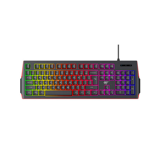 Havit KB866L USB RGB Membrane Gaming Keyboard – Black | Ergonomic Backlit Keyboard | HTT Mobiles