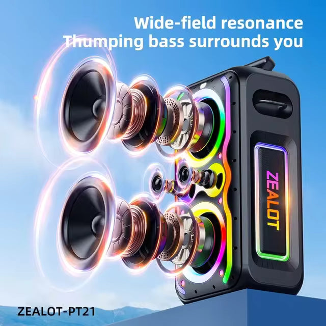 ZEALOT-PT21 200W Wireless Bluetooth Speaker , Portable Outdoor Speakers Loud with Bass Boost, Stereo Pairing, Reverse Charging