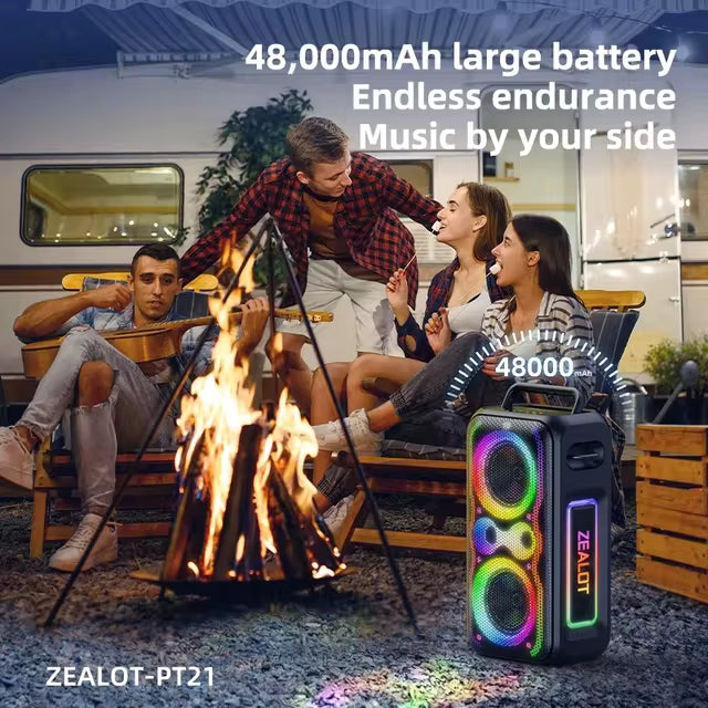ZEALOT-PT21 200W Wireless Bluetooth Speaker , Portable Outdoor Speakers Loud with Bass Boost, Stereo Pairing, Reverse Charging
