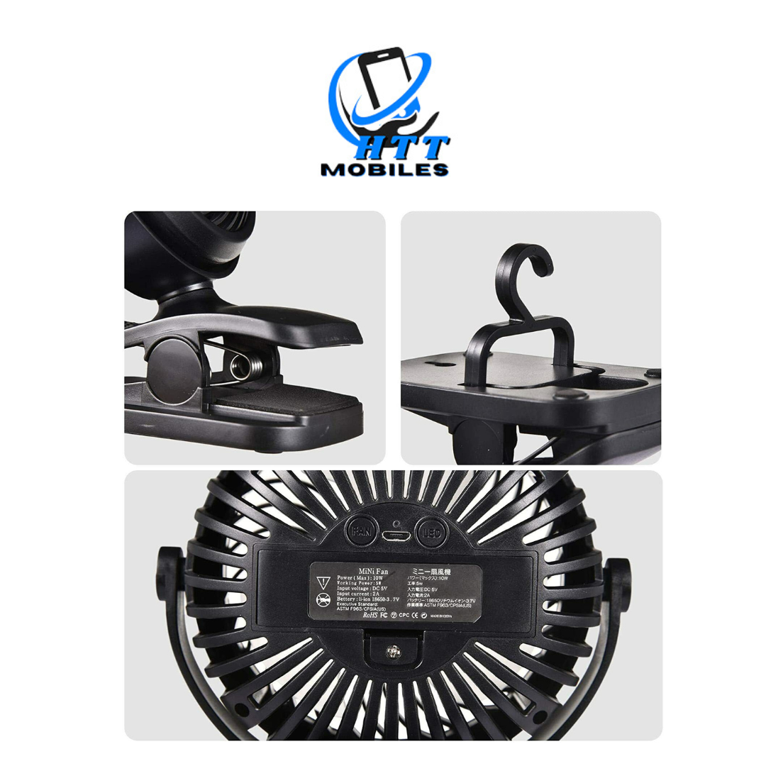 FITFORT Rechargeable mini oscillating Clip Fan, USB Desk Fan 2500mAh Portabl