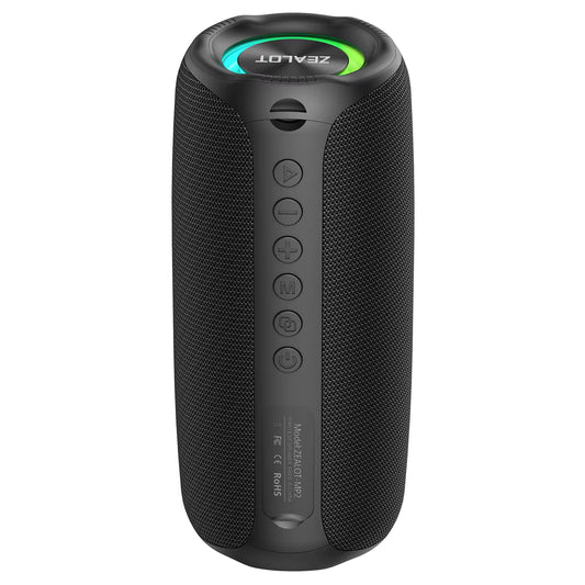 ZEALOT-MP2 Portable Bluetooth Speaker, IPX5 Waterproof, 360° Wireless Stereo Sound for Camping & Hiking