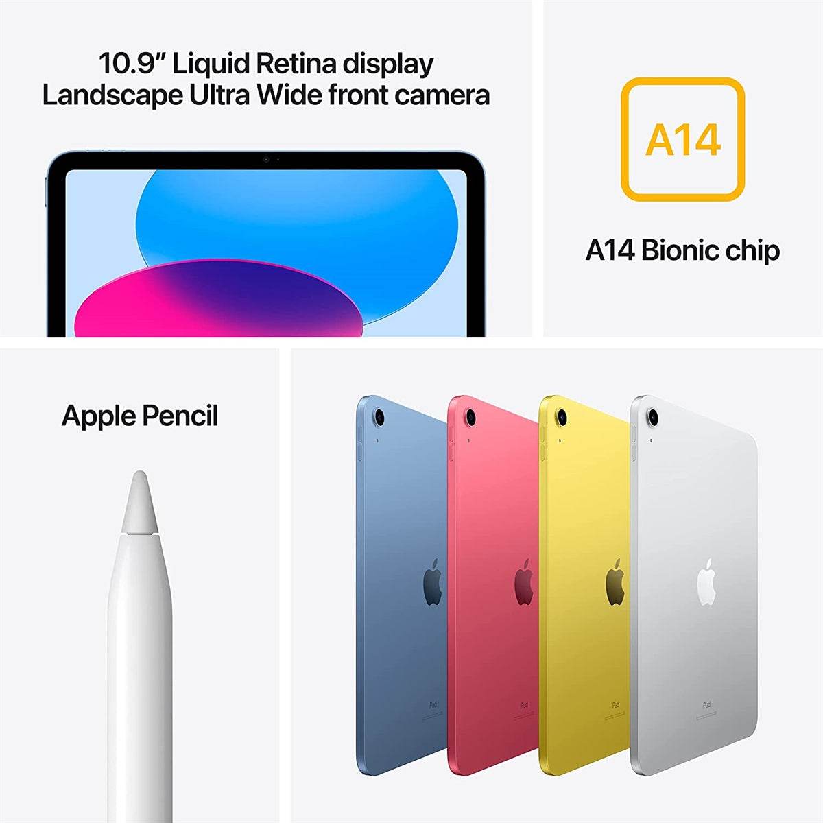 Apple iPad 10.9 - inch (10th Gen) Wi - Fi 64GB – A14 Bionic Chip, Liquid Retina Display (2022 Model) - HTT Mobiles