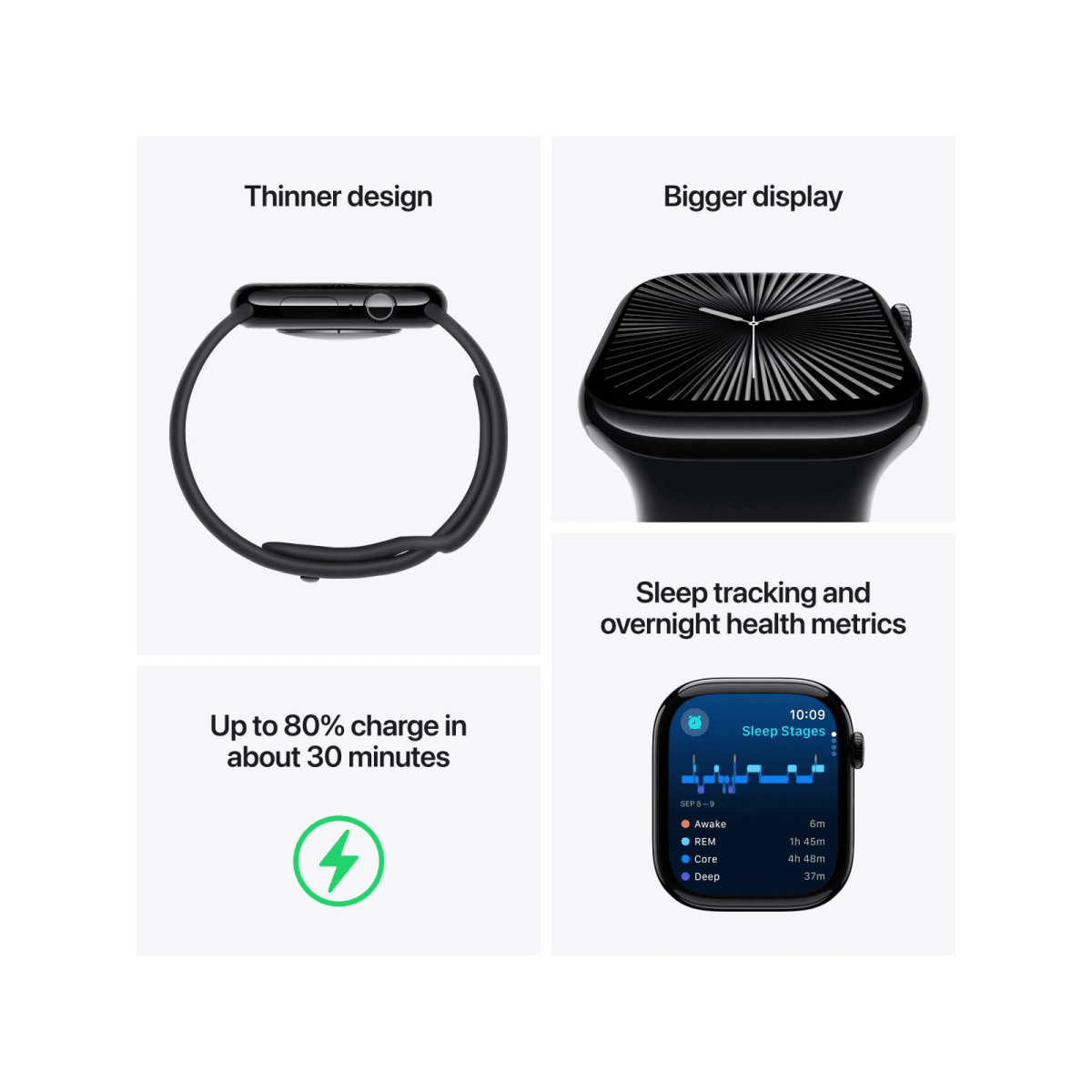 Apple Watch Series 10 GPS 46mm – Jet Black Aluminium Case with Sport Band - HTT Mobiles