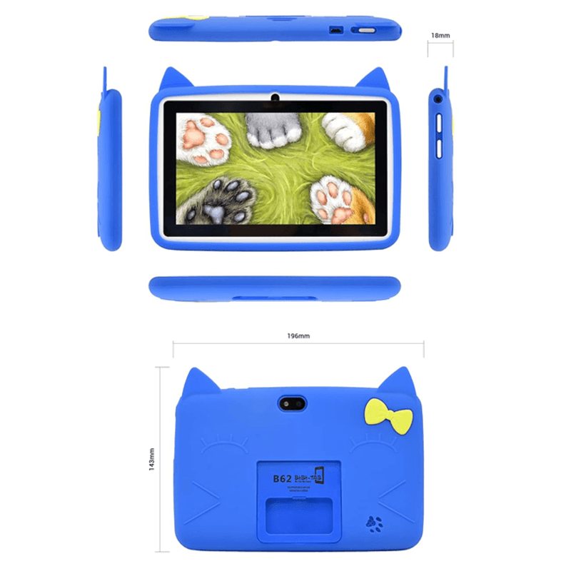 BebeTab B62 Kids Tablet PC – 7'' WiFi Tablet with Protective Case, 3GB RAM, 32GB Storage, Educational Apps (Blue) - HTT Mobiles