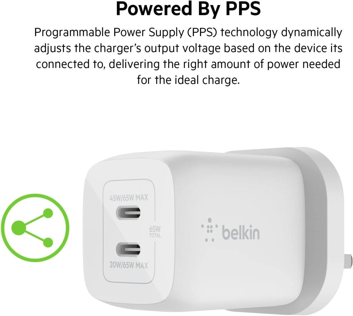 Belkin 45W Dual USB - C Wall Charger – PD 3.0 Fast Charging Adapter , - HTT Mobiles