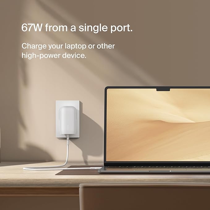 Belkin BoostCharge 67W 3 - Port USB - C Wall Charger with PPS & PD 3.1 – Includes USB - C Cable – Fast Charging , - HTT Mobiles