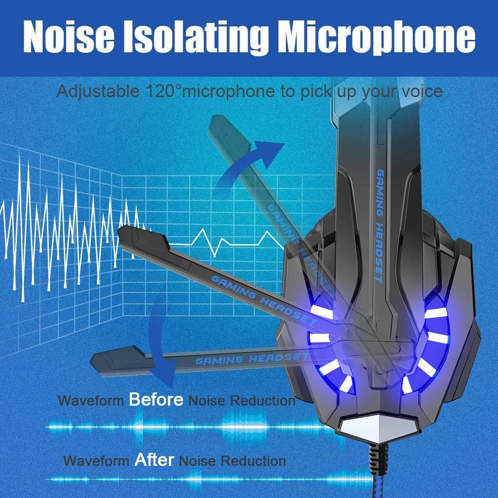 Bengoo G9000 Stereo Gaming Headset – Noise Cancelling Mic, LED Light, Bass Surround (Multi - Platform) - HTT Mobiles