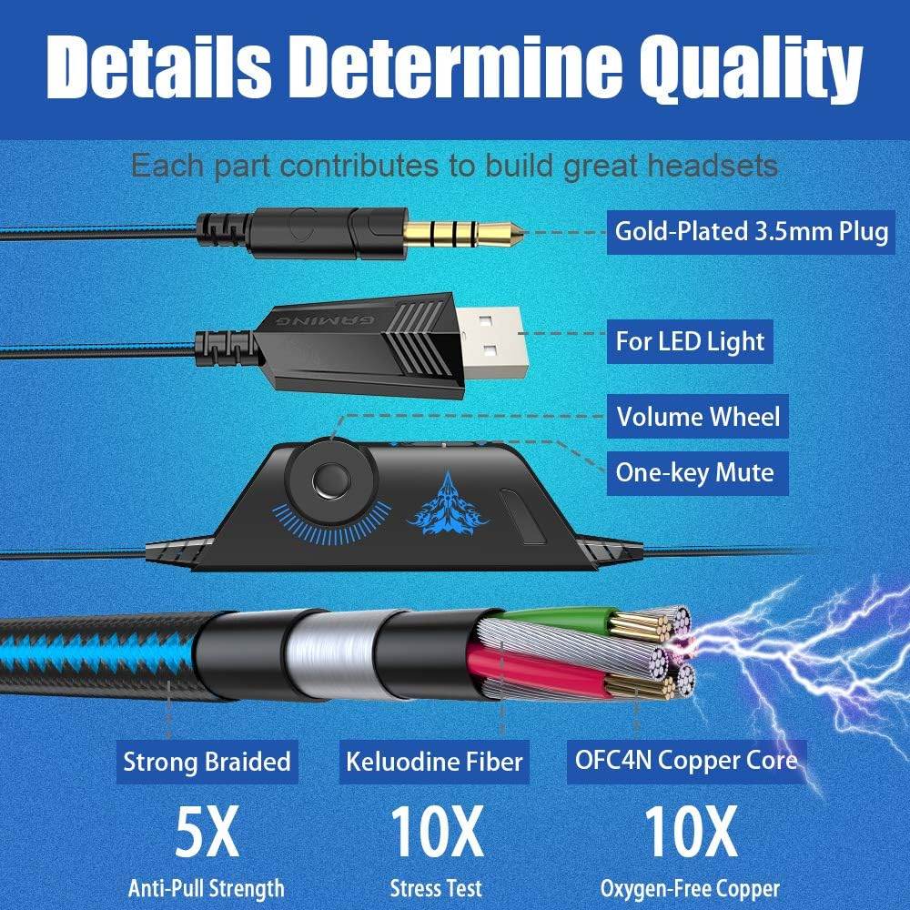Bengoo G9000 Stereo Gaming Headset – Noise Cancelling Mic, LED Light, Bass Surround (Multi - Platform) - HTT Mobiles