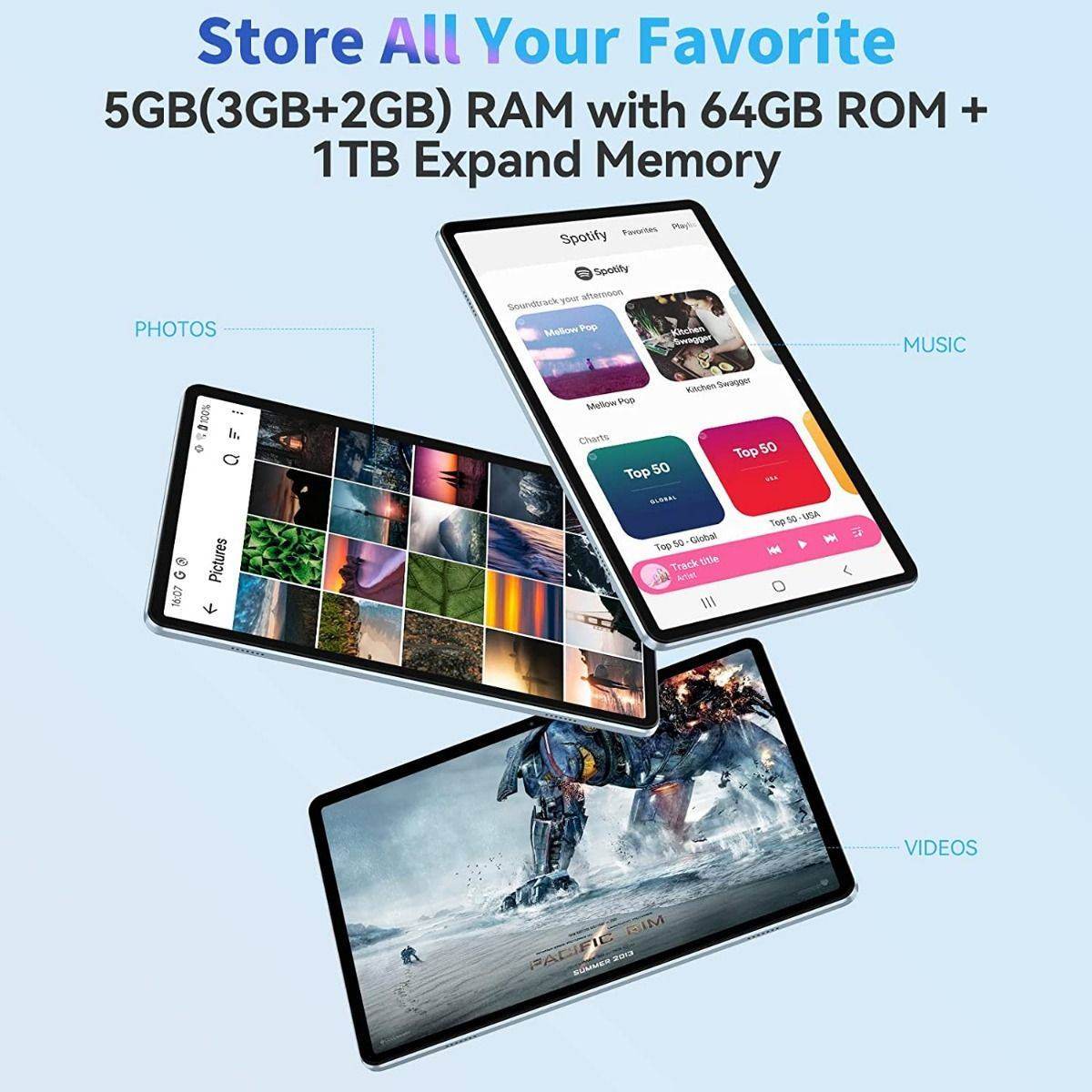 Blackview Tab 7 WiFi Tablet – 10.1'' HD+ IPS Display, Android 12, Quad - Core, 3GB RAM + 64GB ROM, Smart Split - Screen - HTT Mobiles