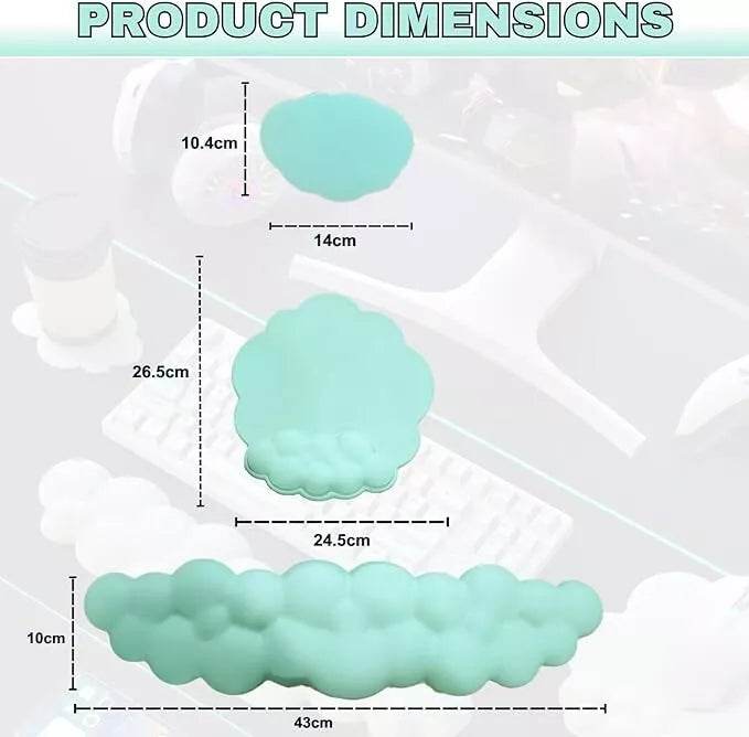 Cloud Wrist Rest Set (3 Pcs) – Ergonomic Memory Foam Keyboard & Mouse Support with Coaster (Non - Slip Base) - HTT Mobiles