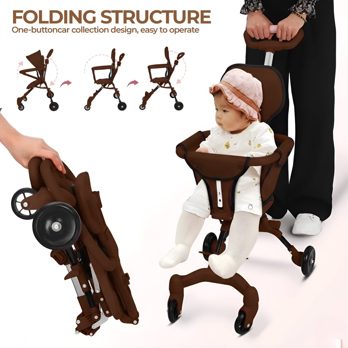 Compact Travel Pram Stroller Baby Lightweight One Hand Fold Buggy Pushchair UK - HTT Mobiles