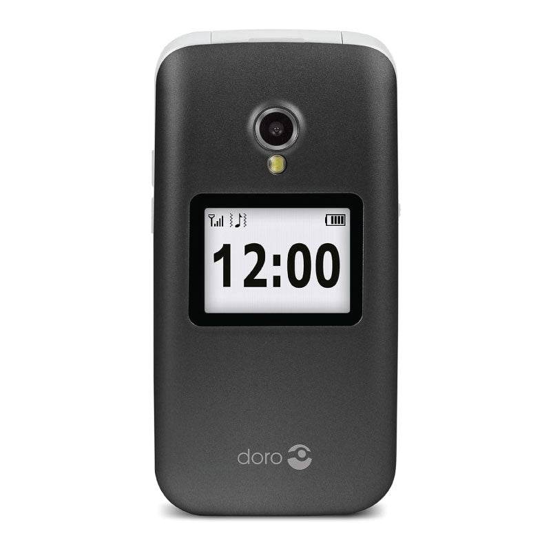 Doro 2424 Dual SIM Clamshell Mobile Phone for Seniors (Black) – External Display, SOS Button, Large Keys & Camera - HTT Mobiles