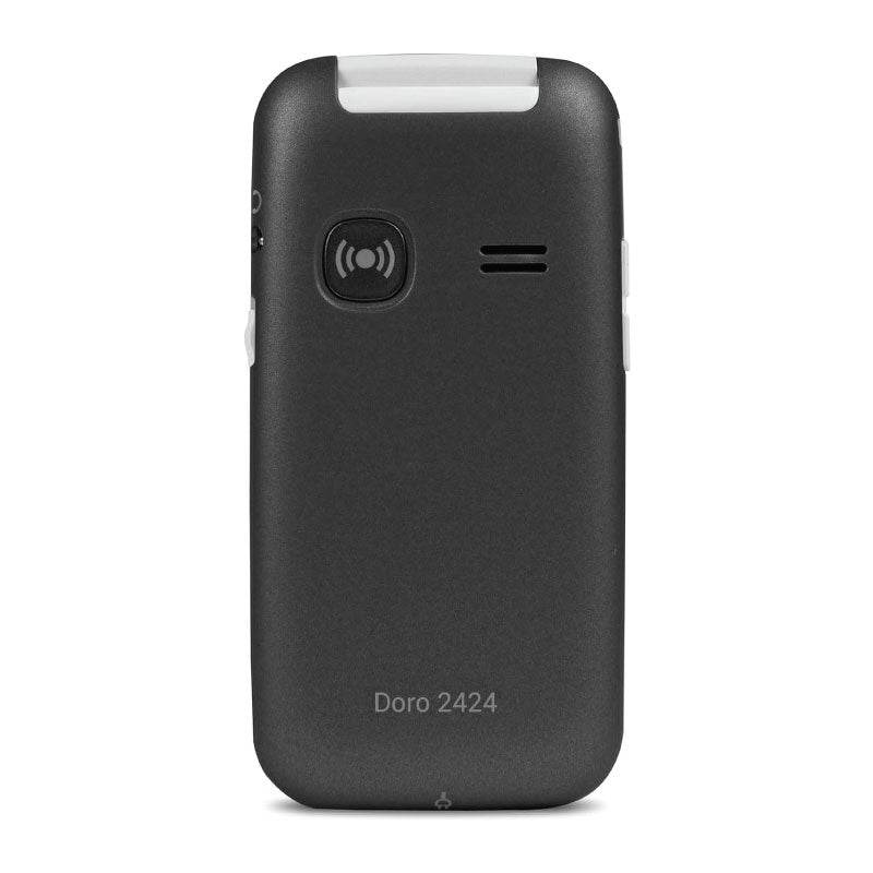 Doro 2424 Dual SIM Clamshell Mobile Phone for Seniors (Black) – External Display, SOS Button, Large Keys & Camera - HTT Mobiles