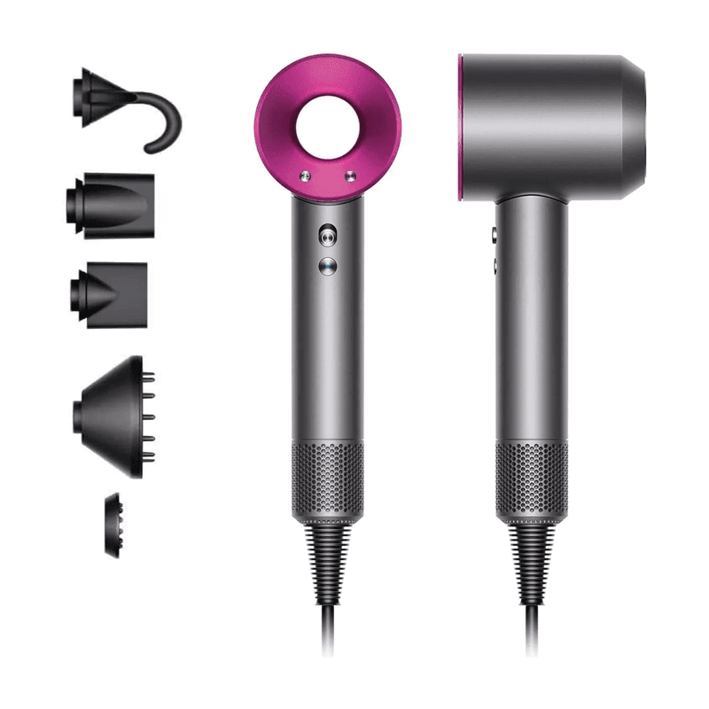 Dyson Supersonic™ Hair Dryer (Iron & Fuchsia) – Intelligent Heat Control, Fast Drying, 5 Attachments - HTT Mobiles