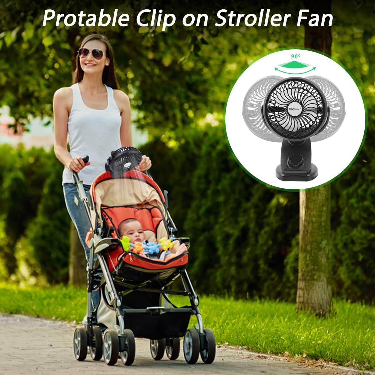 FITFORT Portable Clip - On Fan | USB Rechargeable with LED Light - HTT Mobiles