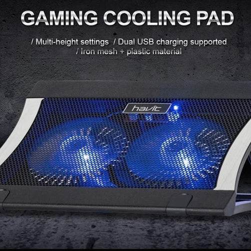 Havit F2051 Gaming Laptop Cooling Pad – Dual 140mm Fans, RGB Lighting, Ergonomic Stand (12" - 17") - HTT Mobiles