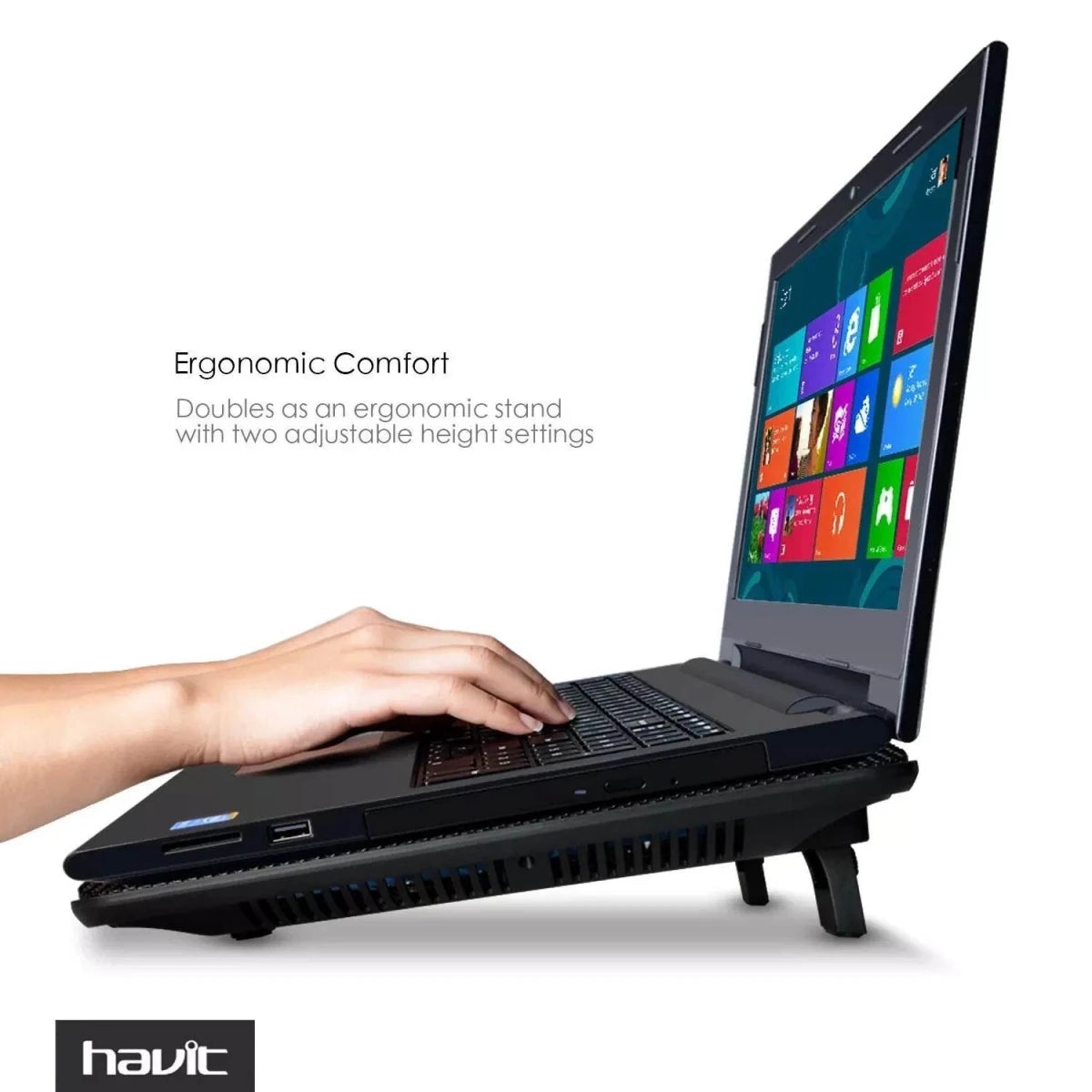 HAVIT F2067 Gaming Laptop Cooling Pad – 6 Fans, Fits 12" - 18.3", 3 Speed Modes (Black) - HTT Mobiles