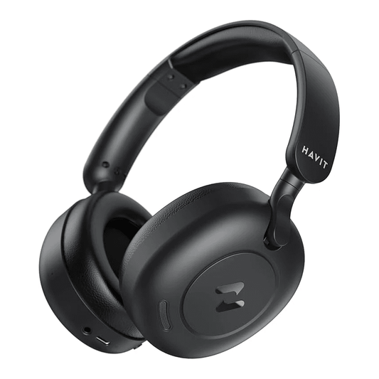 Havit H655BT Hybrid ANC Wireless Headphones – Over - Ear, Active Noise Cancellation, Bluetooth 5.3, Hi - Fi Sound, 60 - Hour Playtime (Black) - HTT Mobiles